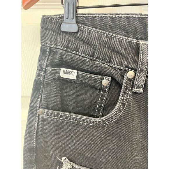 The Ragged Priest Dollz Kill Rubic Charcoal Distressed Square Baggy Jeans sz 30 - Picture 7 of 12